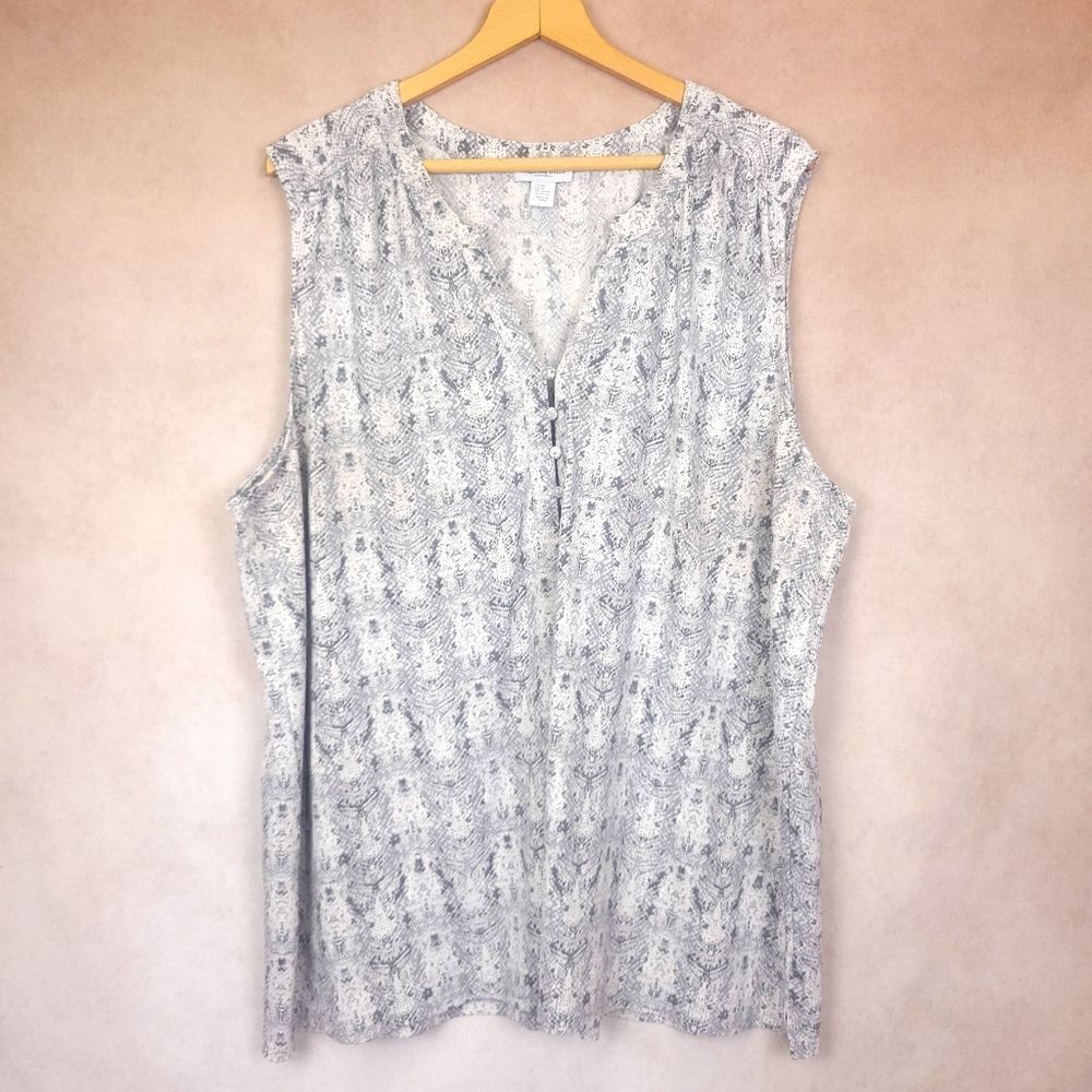 Carolina Belle Sleeveless Top Gray Snake Print Size 3X